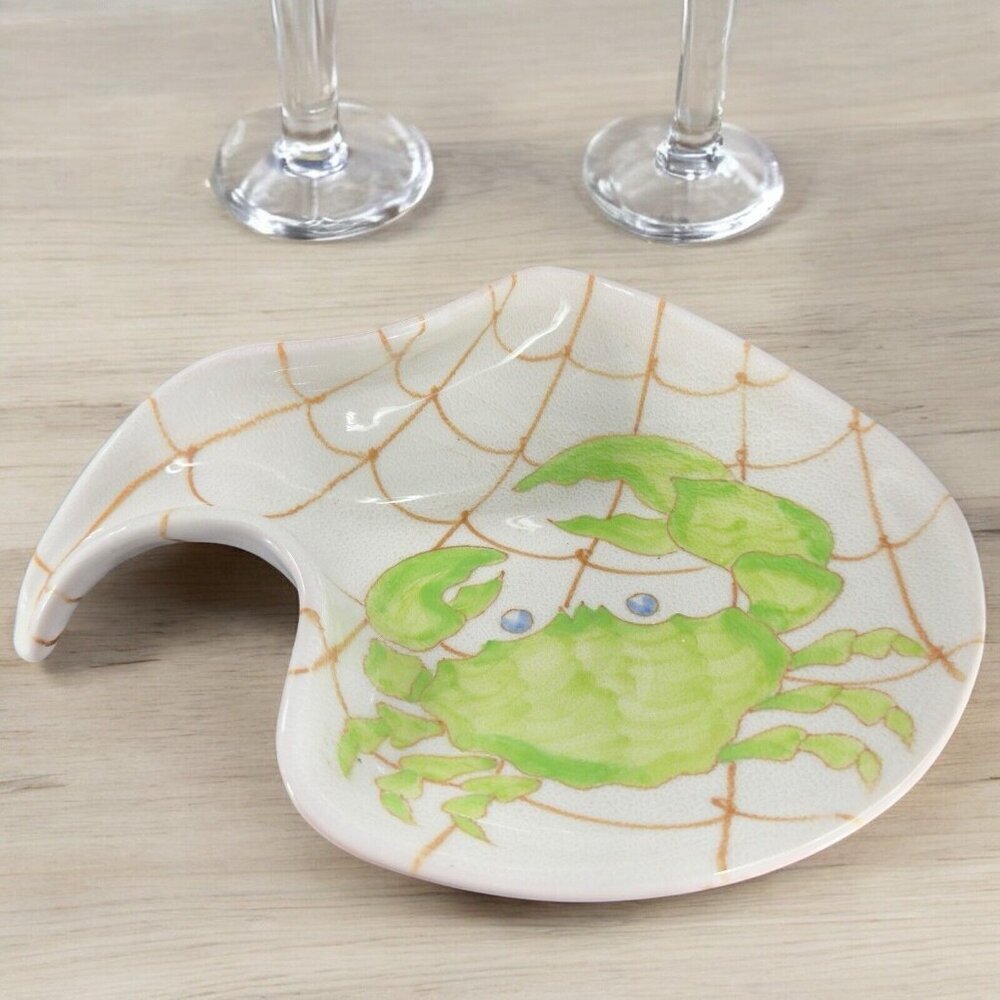 Ernestine Salerno Italian Pottery Crab‎ Folded Majolica Dish Serving Plate Italy